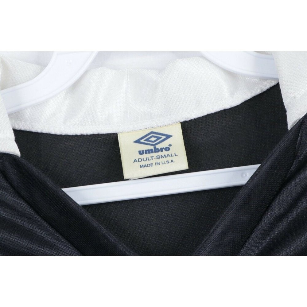 NOS Vintage 80s Umbro Collared Spell Out Long Sleeve Soccer Jersey Black Small - Picture 5 of 8